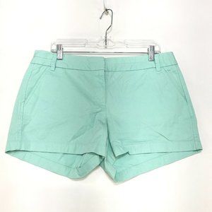 J.Crew Chino Shorts Womens Size 12 Faded Green Flat Front 100% Cotton